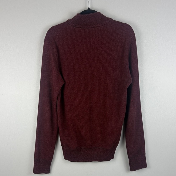 Robert Graham Men's Burgundy Cotton Blend Long Sleeve Mock Neck 1/4 Zip Pullover - Picture 9 of 9